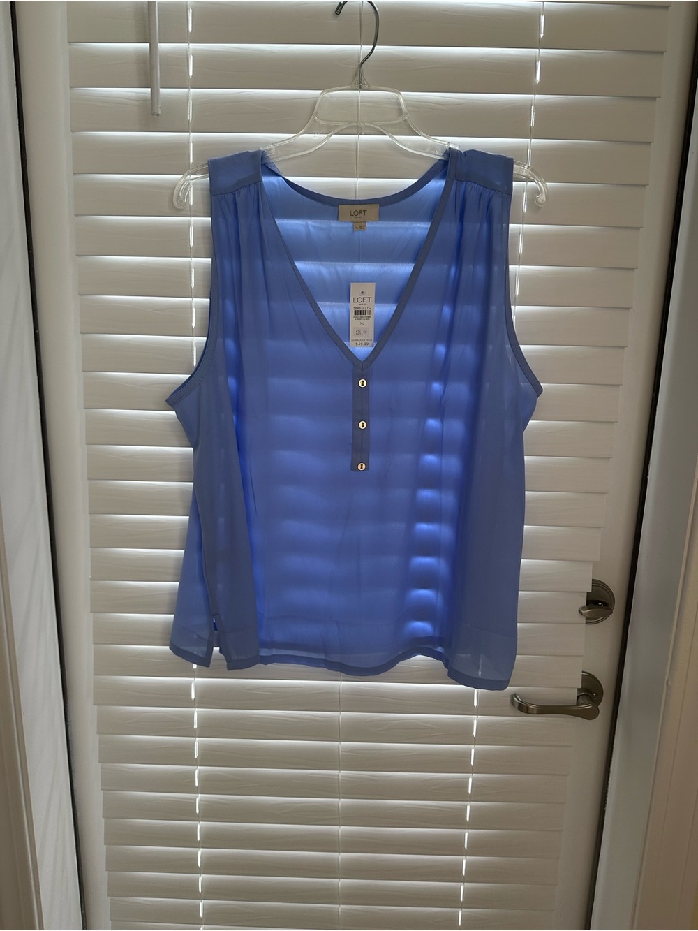 LOFT Sheer V-Neck Button Camisole in Periwinkle